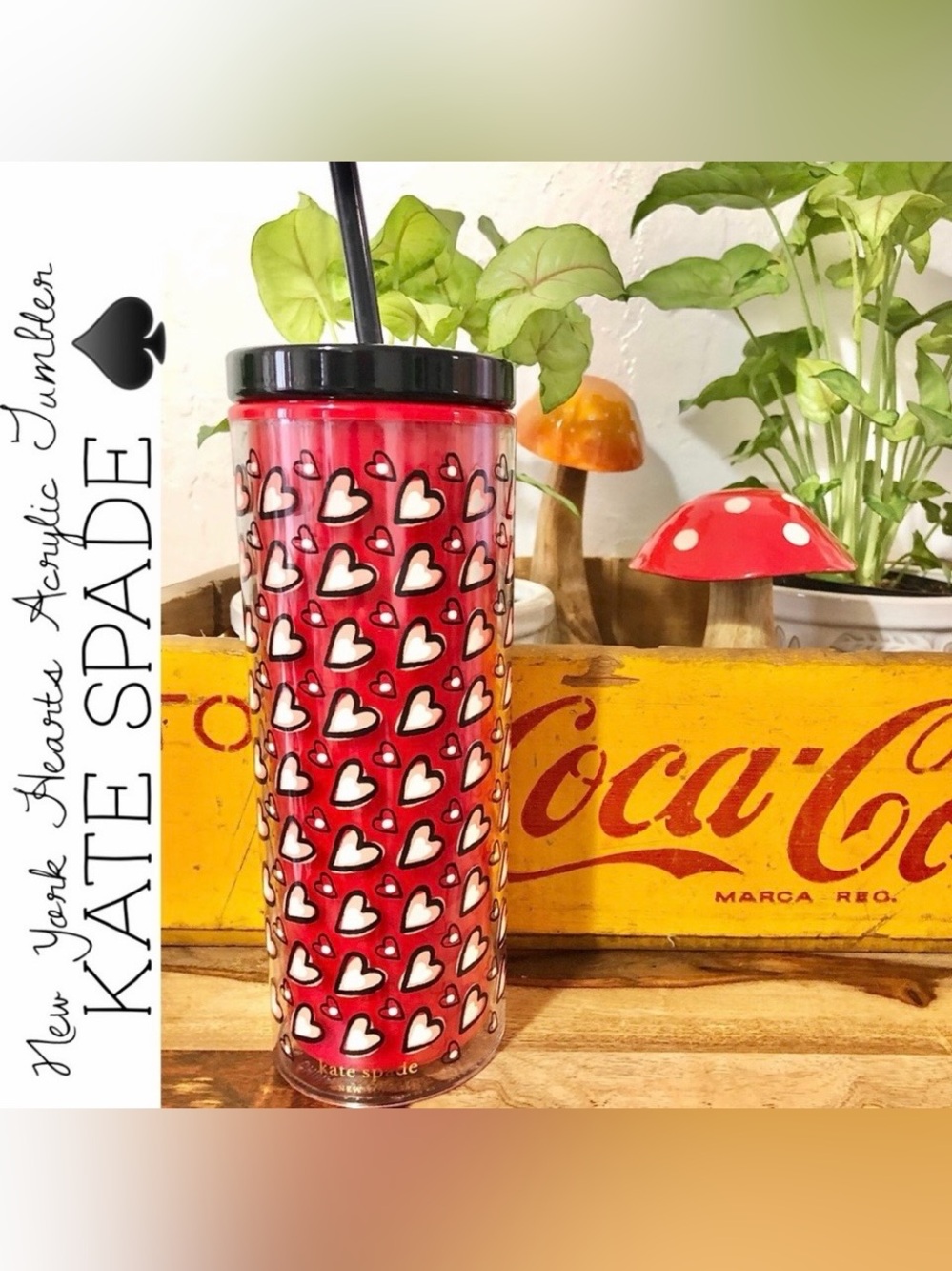Kate Spade New York Hearts Acrylic Tumbler with Straw